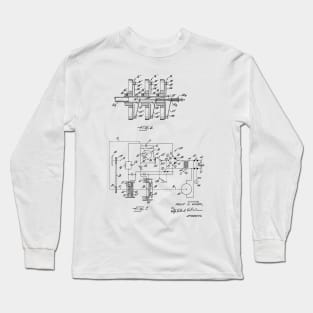 Sewing Machine Power Transmission System Vintage Patent Hand Drawing Long Sleeve T-Shirt